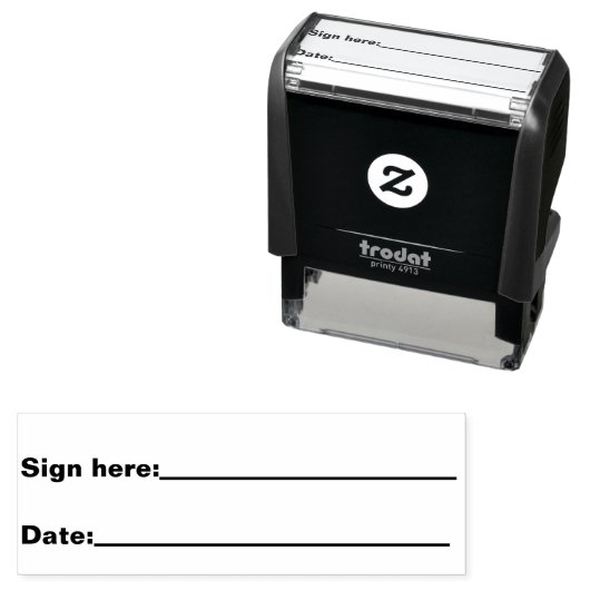 Sign Here and Date (Bold Font) & Lines to Write on Permastempel (Beispiel)
