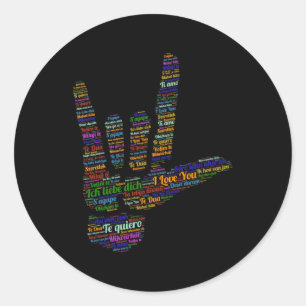 Sign I Liebe in 40 verschiedenen Sprachen Asl Runder Aufkleber