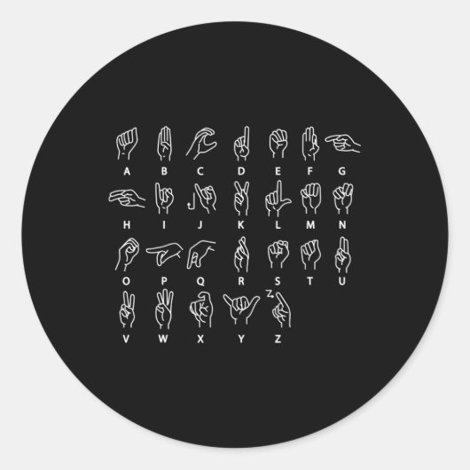 Sign Language Alphabet Deaf Mute Asl Deaf Awarenes Runder Aufkleber (Vorderseite)