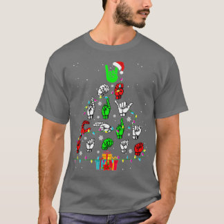 Sign Language Christmas Tree Merry Christmas Gifts T-Shirt