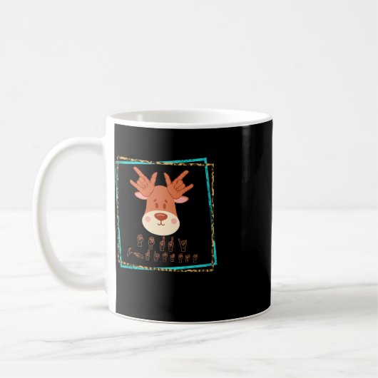 Sign Language Deaf Christmas Rentier Deaf ASL awa Kaffeetasse (Links)
