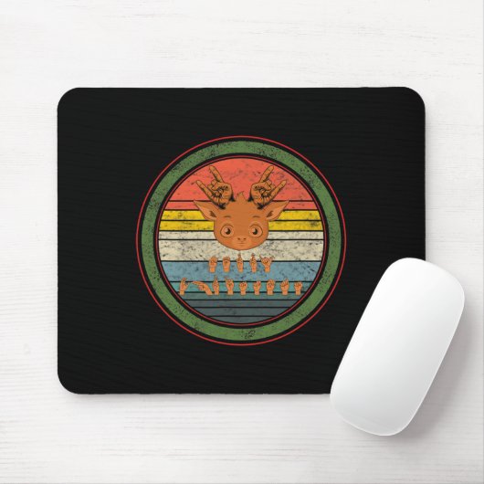 Sign Language Deaf Christmas Rentier Deaf ASL awa Mousepad (Mit Mouse)