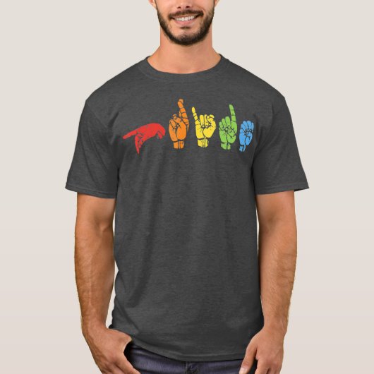 Sign Language Funny Rainbow Flag Gay LGBT Deaf T-Shirt (Vorderseite)