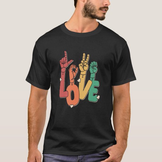 Sign Language Love ASL Deaf Hearing Impaired Inter T-Shirt (Vorderseite)