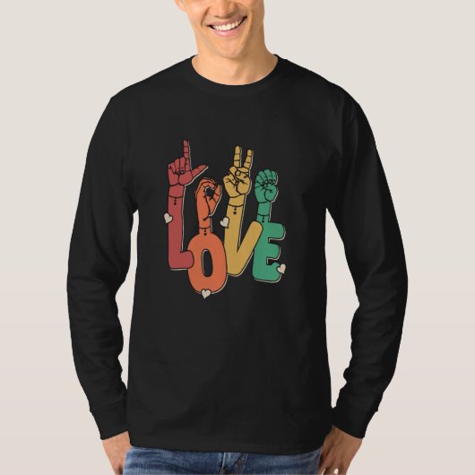 Sign Language Love ASL Deaf Hearing Impaired Inter T-Shirt (Vorderseite)
