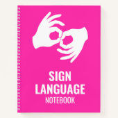 Sign Language Notebook – ASL Hands Symbol Magenta Notizblock (Vorderseite)