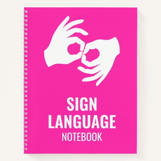 Sign Language Notebook – ASL Hands Symbol Magenta Notizblock (Vorderseite)