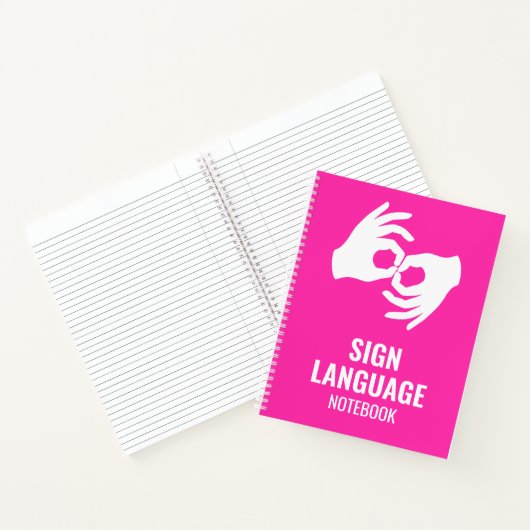 Sign Language Notebook – ASL Hands Symbol Magenta Notizblock (Innenseite)