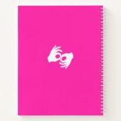 Sign Language Notebook – ASL Hands Symbol Magenta Notizblock (Rückseite)