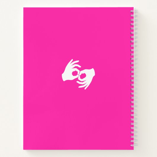 Sign Language Notebook – ASL Hands Symbol Magenta Notizblock (Rückseite)