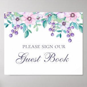 Sign our guest book. Purple and pink flowers Poster