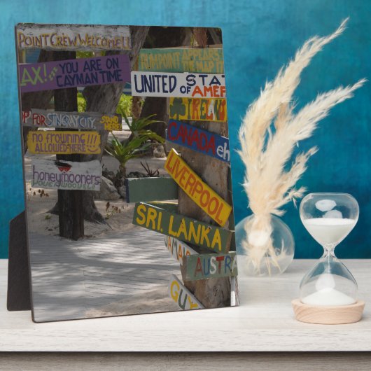 Sign Post Rum Point Grand Cayman Fotoplatte (Seite)