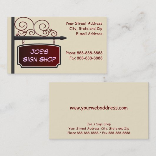 Sign Shop Real Anwesen Agent Business Card Visitenkarte (Vorne/Hinten)