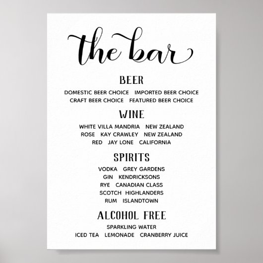Sign up Schriftart Calligraphy Classic Bar Menu Poster (Vorne)