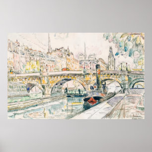 Signac's Tugboat in Pont Neuf, Paris Poster