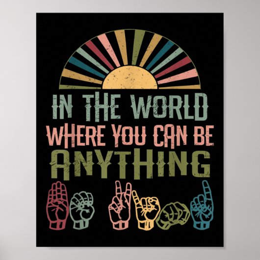 Signage Language Deaf Awareness Kindness ASL Langu Poster (Vorne)