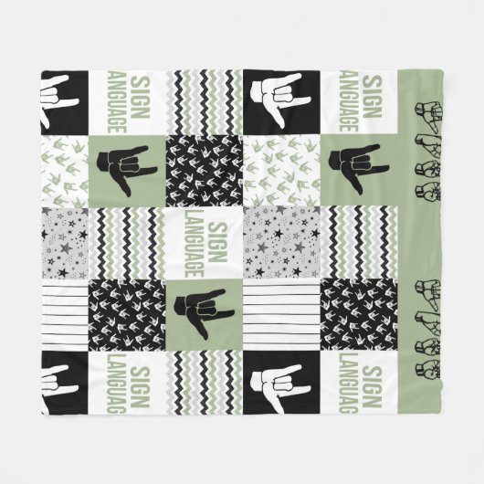 Signage-Sprachform Muster Salsa grün ASL Mama Lov Fleecedecke (Vorderseite (Horizontal))