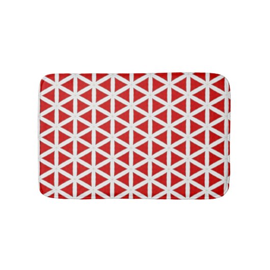 Signal Flux – Red & White Modern Design Badematte (Vorderseite)