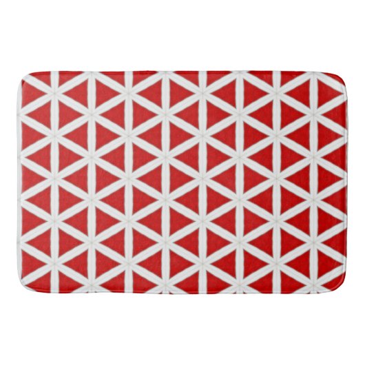 Signal Flux – Red & White Modern Design Badematte (Vorderseite)