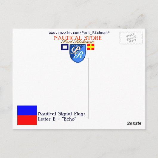 Signalbuchstabe E (Echo) Postkarte (Rückseite)