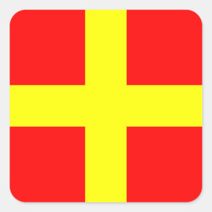 Signalbuchstabe R (Romeo) der Wasserzeichenschild Quadratischer Aufkleber