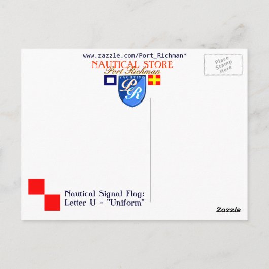Signalbuchstabe U der nautischen Alphabet-Flagge Postkarte (Rückseite)