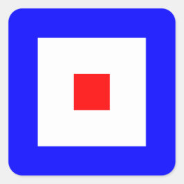 Signalbuchstabe W (Whiskey) der nautischen Flagge Quadratischer Aufkleber