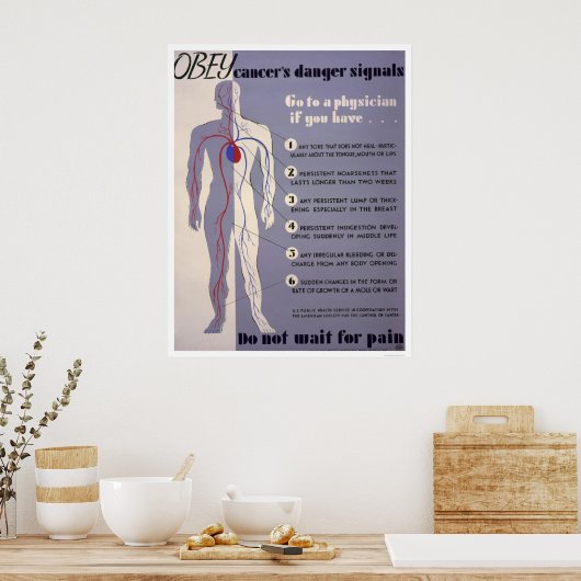Signale zur Krebsgefährdung 1938 WPA Poster (Küche)