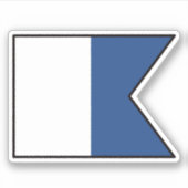 Signalflagge ALFA/ALPHA - Tauchen unten Aufkleber (Vorderseite)