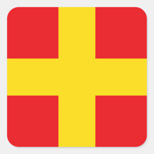 Signalflagge Buchstabe R (Romeo) Quadratischer Aufkleber