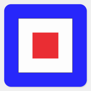 Signalflagge Buchstabe W (Whiskey) Quadratischer Aufkleber