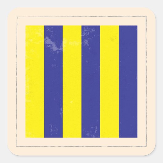 Signalflagge "G" für den Buchstaben "nautic Letter Quadratischer Aufkleber (Vorderseite)