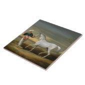 Signalisieren Sie, ein grauer Araber, mit einem Fliese (Seite)