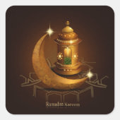 Signalleuchte< Ramadan kareem > Quadratischer Aufkleber (Vorderseite)