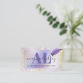 Signatur-Agent für Notare Lila Glitzer Monogramm Visitenkarte (Stehend Vorderseite)