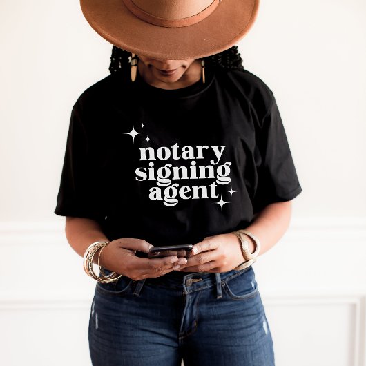 Signatur Agent Retro Sparkle Star Notary Black T-Shirt