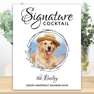 Signatur-Cocktail-Foto Hund Bar Haustier Hochzeit Poster