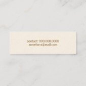Signatur-Creme-Visitenkarte mit Skriptnamen Mini Visitenkarte (Rückseite)