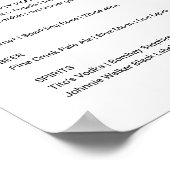 Signatur des Bar-Hochzeitmenüs der Wildblume Poster (Ecke)