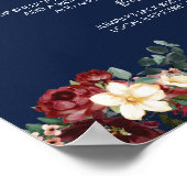 Signatur des burgundy Navy Wedding Bar Menu Poster (Ecke)