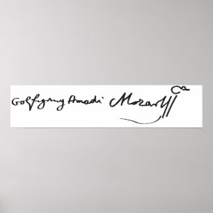 Signatur des Musiker Wolfgang Amadeus Mozart Poster