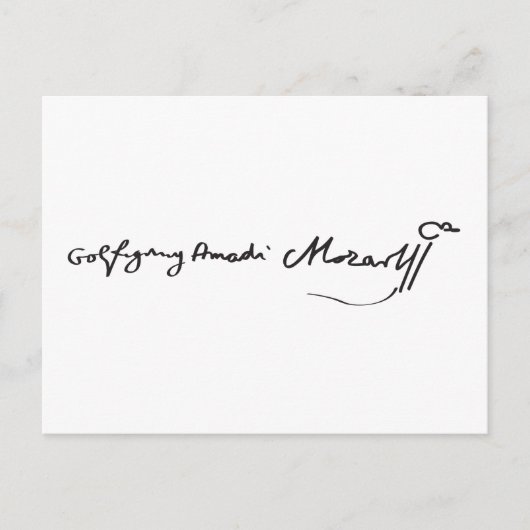 Signatur des Musiker Wolfgang Amadeus Mozart Postkarte (Vorderseite)