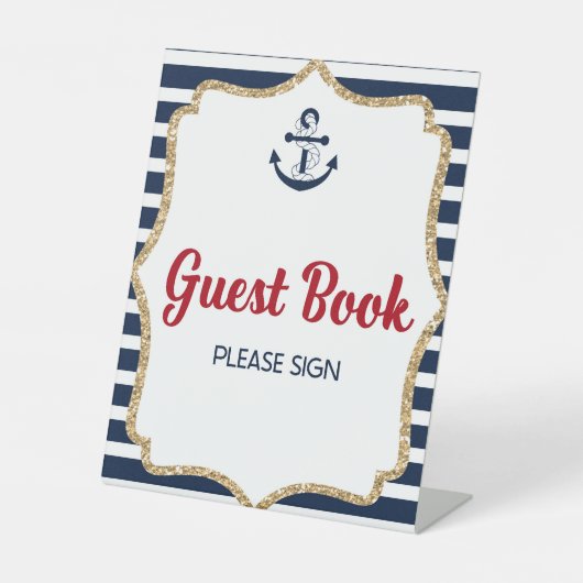 Signatur des nautischen Anchor Ahoy Guest Book Tab Sockelschild (Vorderseite)