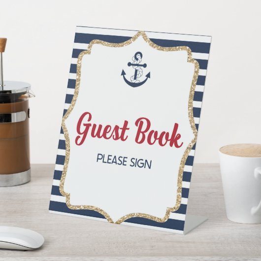 Signatur des nautischen Anchor Ahoy Guest Book Tab Sockelschild (In SItu)