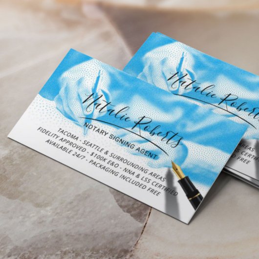 Signatur des Notar-Agenten Blue Visitenkarte