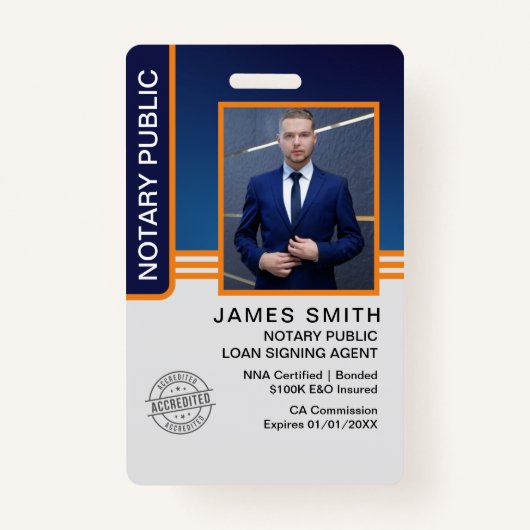 Signatur des öffentlichen Notars Agent-ID Ausweis (Vorderseite)