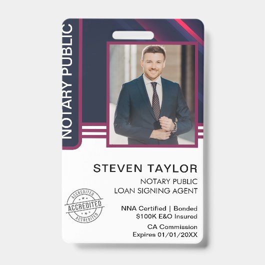 Signatur des öffentlichen Notars Agent-ID Ausweis (Front)