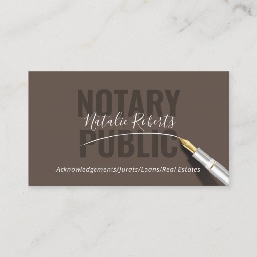 Signatur des öffentlichen Notars für den Agent Visitenkarte (Vorderseite)