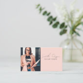 Signatur des öffentlichen Peach Pink Foto Script Visitenkarte (Stehend Vorderseite)