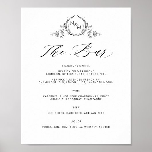 Signatur des personalisierten Monogram Wedding Dri Poster (Vorne)